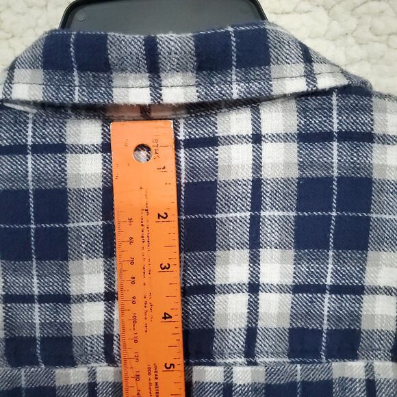 American Eagle Women's Boyfriend Fit Flannel Shirt - Size Small - Blue/White - Picture 14 of 16